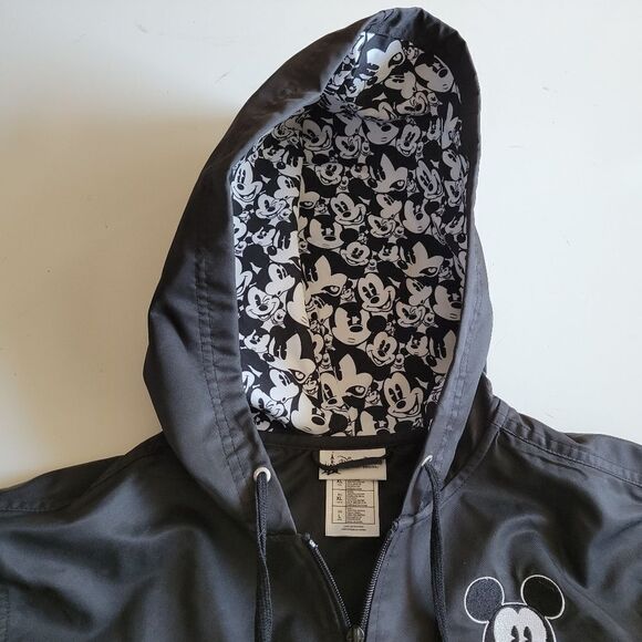WALT DISNEY WORLD MICKEY MOUSE BLACK WHITE LIGHTWEIGHT SOUVENIR JACKET L LARGE - Picture 5 of 12